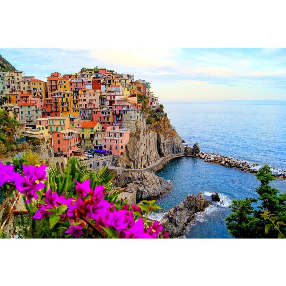 Pitaara Box Village Of Manarola On Cinque Terre Coast, Italy | Canvas Painting for Bedroom & Living Room | Engineered Wood Frame | 27 x 18 inch (69 x 46 cms)