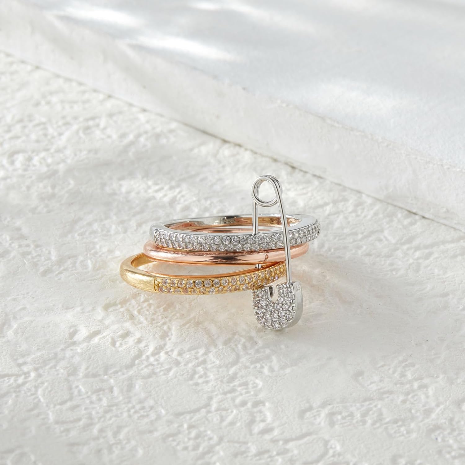 Silver Stackable Rings for Women Non Tarnish Ring Set Dainty 14k Gold Plated Cz Cubic Zirconia Wedding Thumb Ring Set Stacking Pack Statement Chunky Band Rings Unique Jewelry Gift - Image 4