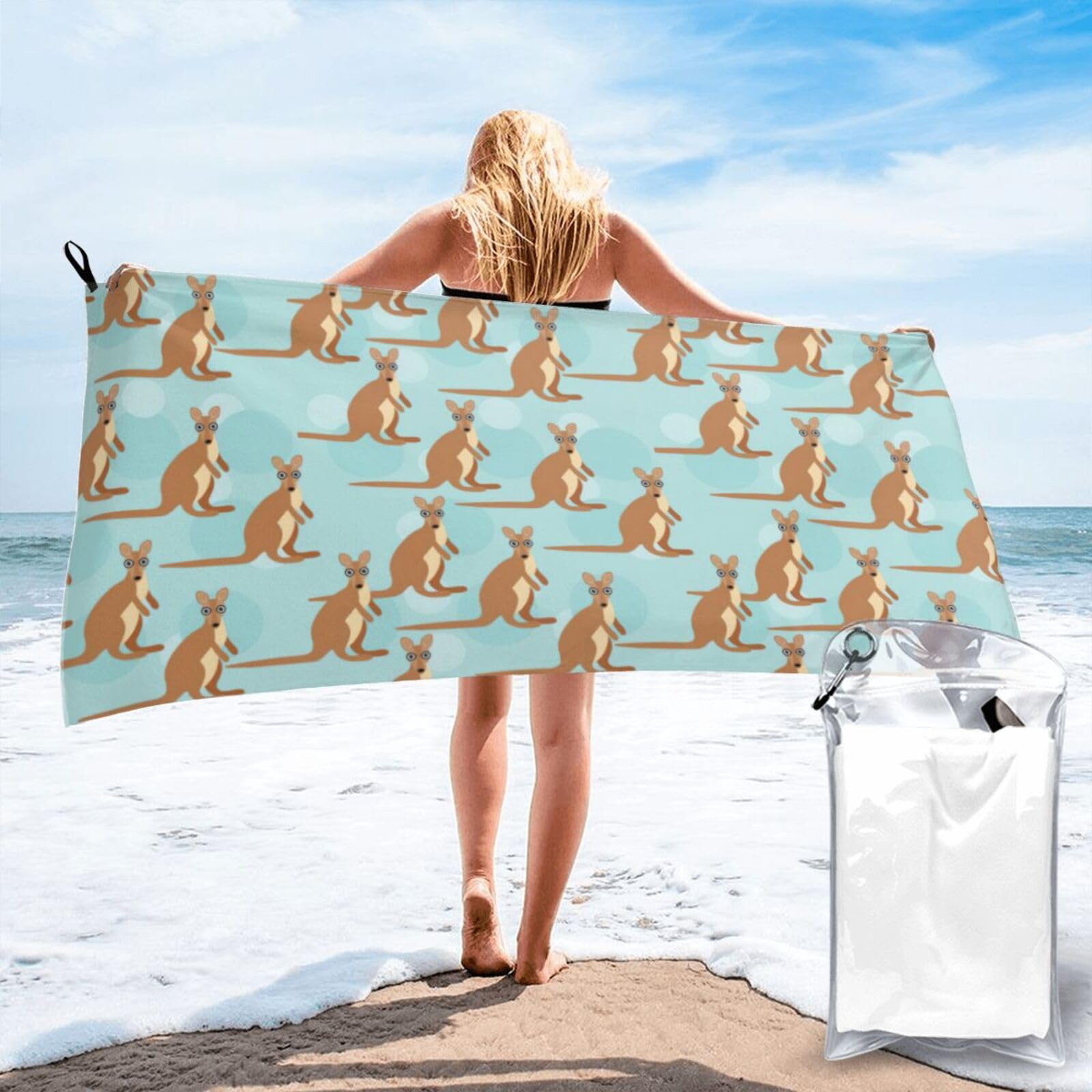 Serviette microfibre kangourou pour vos séances de gym et sorties plage