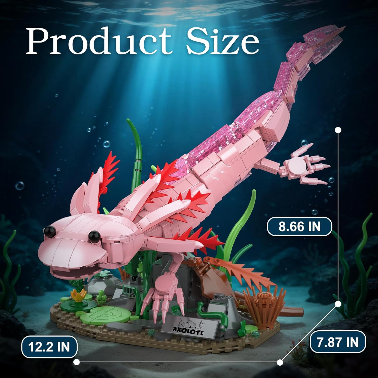 Vziimo Axolotl Building Set, Axolotl Toy Animal Building Blocks with Plants, Animals Display Model Kit, Gifts for Adults Teens Age 14+ (998 PCS)