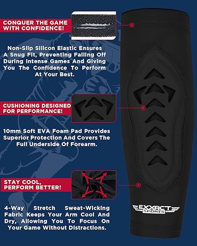 Miniatura 2 de Exxact Sports Padded Forearm Compression Sleeve - Football Arm Sleeves for Men Baseball (Pack of 2)