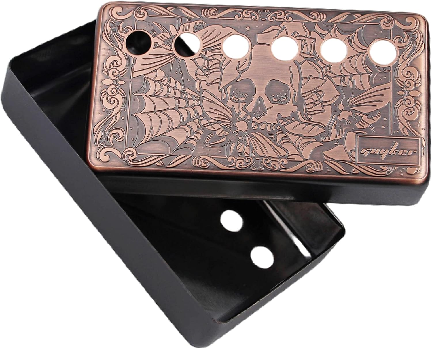 Guyker Humbucker Pickup Cover (50mm/52mm Pole Spacing) – Cupronickel Bridge and Neck Pickups Frame Set Replacement Parts for Les Paul LP Style Electric Guitar, Skeleton Style, PC002 Bronze