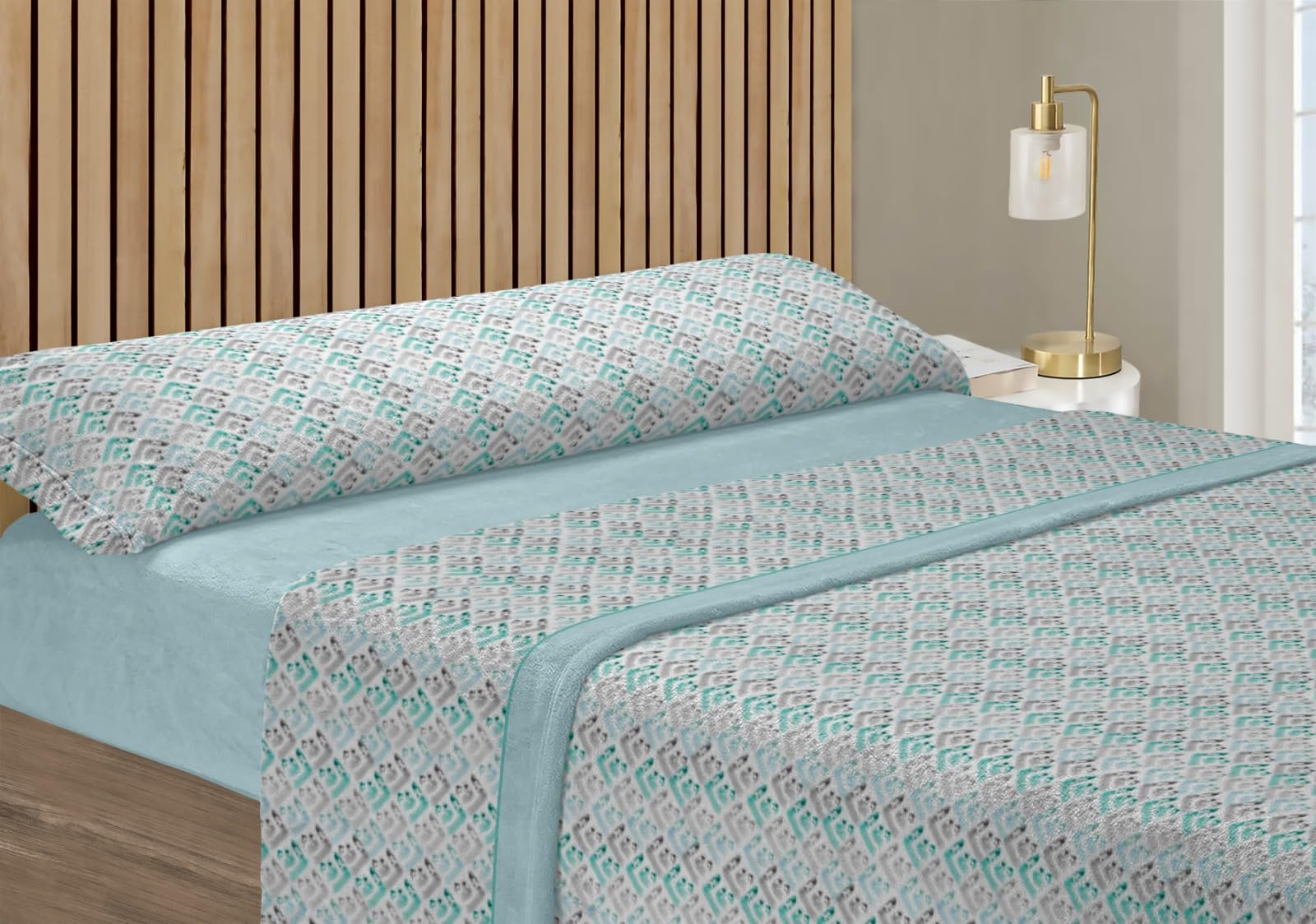 Juego de Sábanas de Pirineo Térmico Deluxe | 100% Poliéster Suave y Cálido | Incluye Bajera Ajustable (hasta 2 Metros), Encimera y Funda de Almohada (Turquesa, 90cm)
