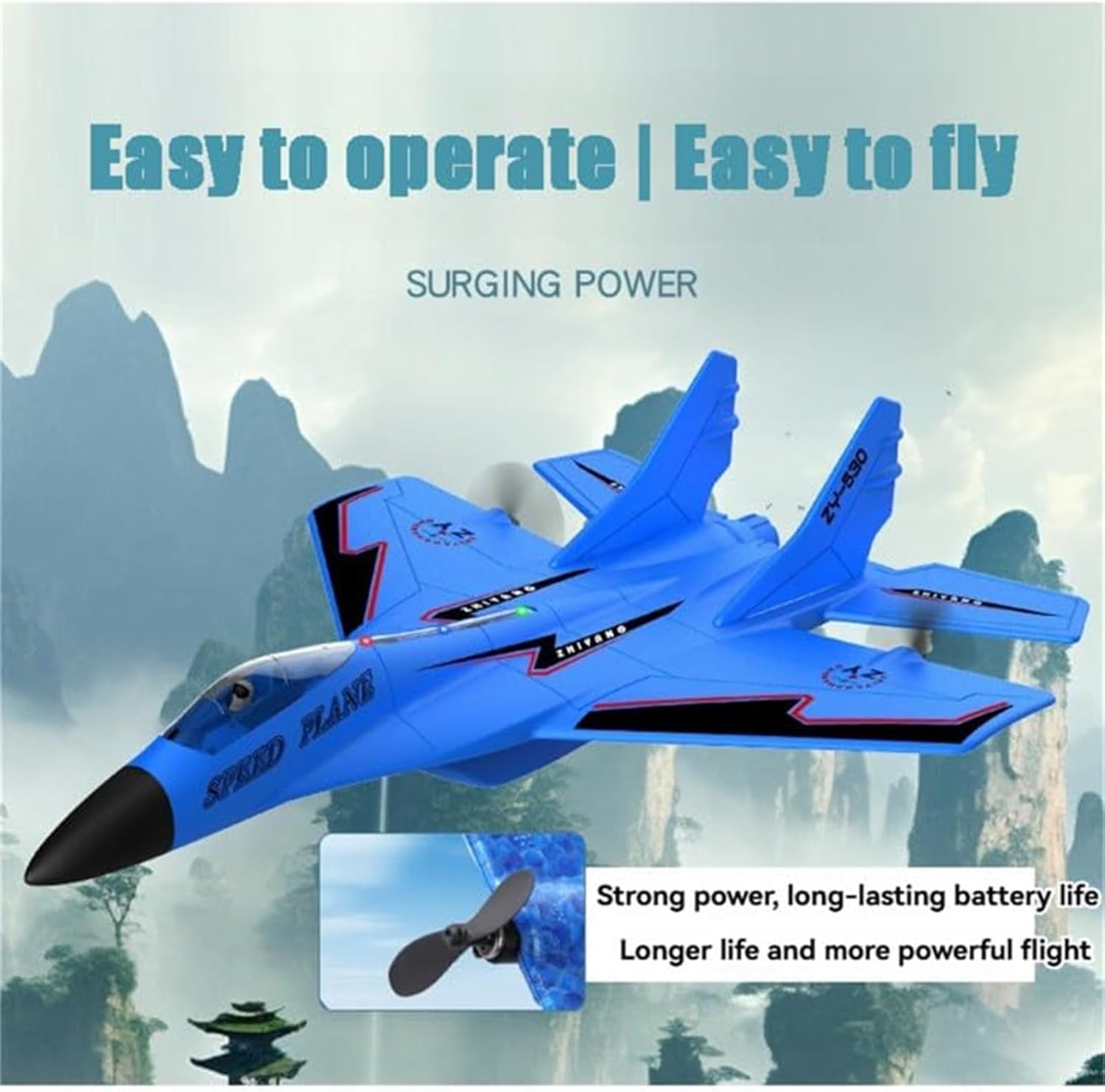 Zy 530 Pro RC Samolot, 2,4 GHz RC pilot zdalnego sterowania modelem samolotu myśliwskiego, RC helikopter z światłami, elektryczne światło 360° Flip pilot zdalnego sterowania samolotem, dla