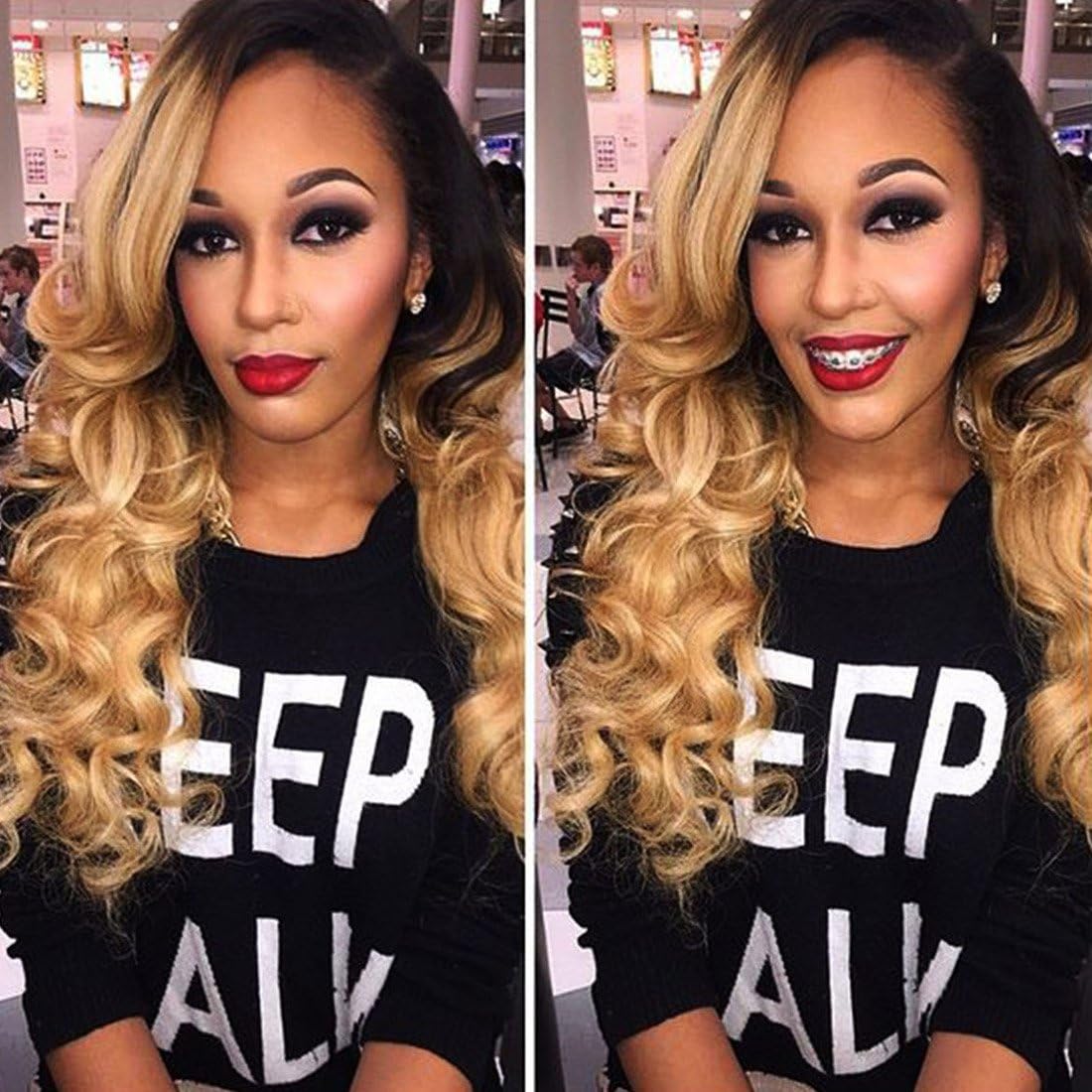 Wellmi Lace Front Wigs Body Wave Ombre Color 1B/T27 With Baby Hair for Black Women Brazilian Human Hair Wigs Pre Plucked 24 inches