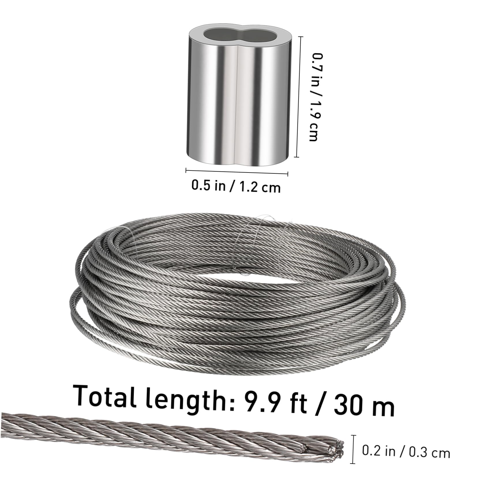 Câble Métallique en Acier Inoxydable 304 2mm, Robuste
