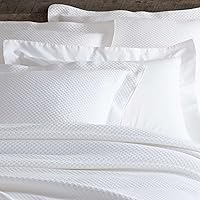 Vista 4 de Pine Cone Hill Funda de edredón blanca con punto vainica clásica, tamaño individual, patrón sólido blanco