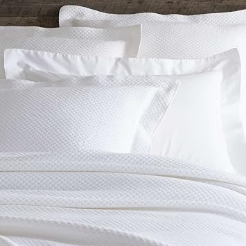 Pine Cone Hill Classic Hemstitch White Duvet Sham, Euro Size, White Solid Pattern