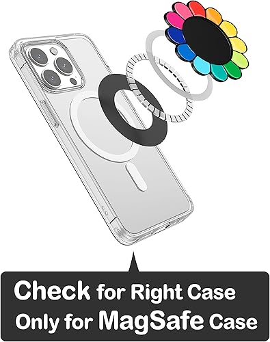 Miniatura 10 de metisinno Base magnética compatible con agarres de teléfono PopSocket y fundas MagSafe para iPhone, patrón de girasol morado y blanco