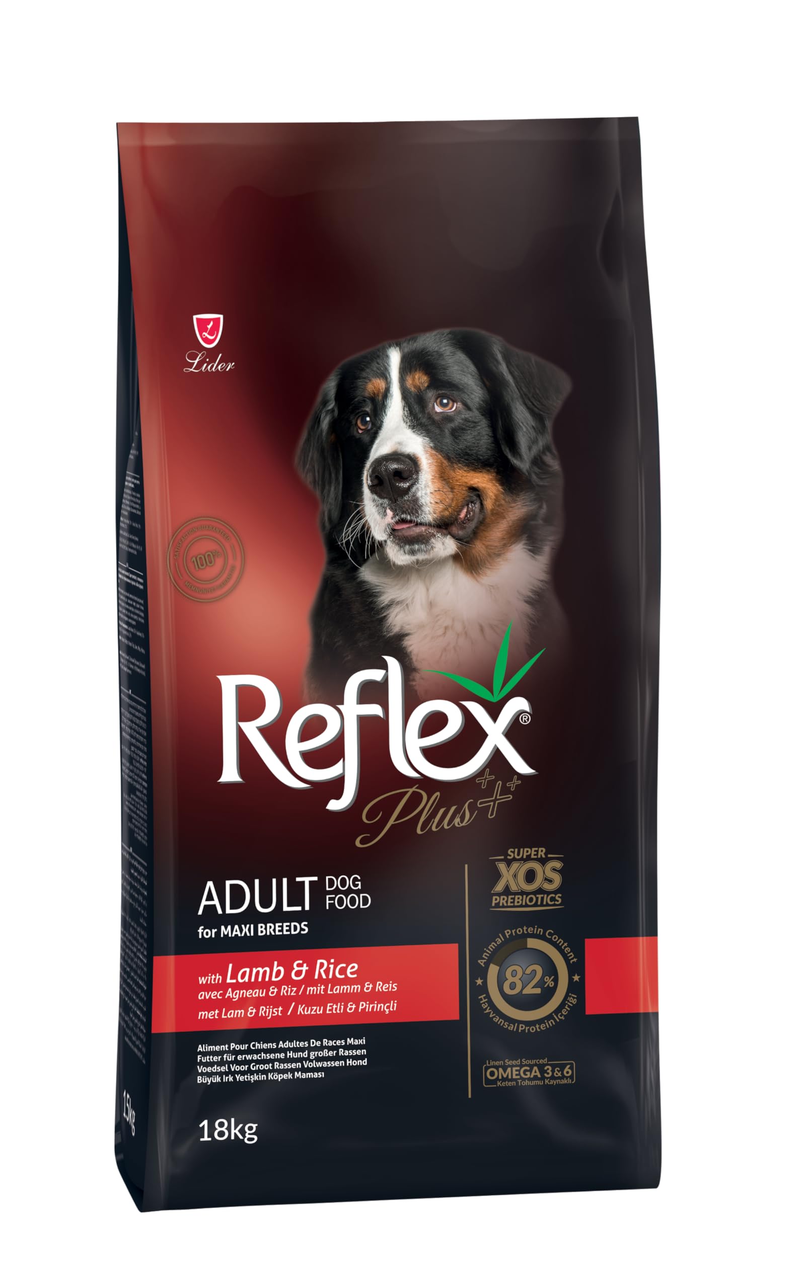 REFLEX PLUS Kuzulu Pirinçli Medium Yetişkin Köpek Maması 18 KG