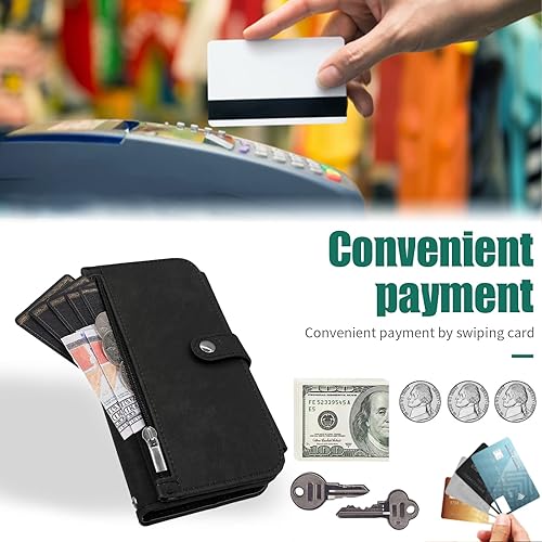 Miniatura 5 de Furiet Funda tipo cartera compatible con Google Pixel 6A 5G 2022 con 9 ranuras para tarjetas, de cuero retro, tarjetero con tapa para tarjetas de