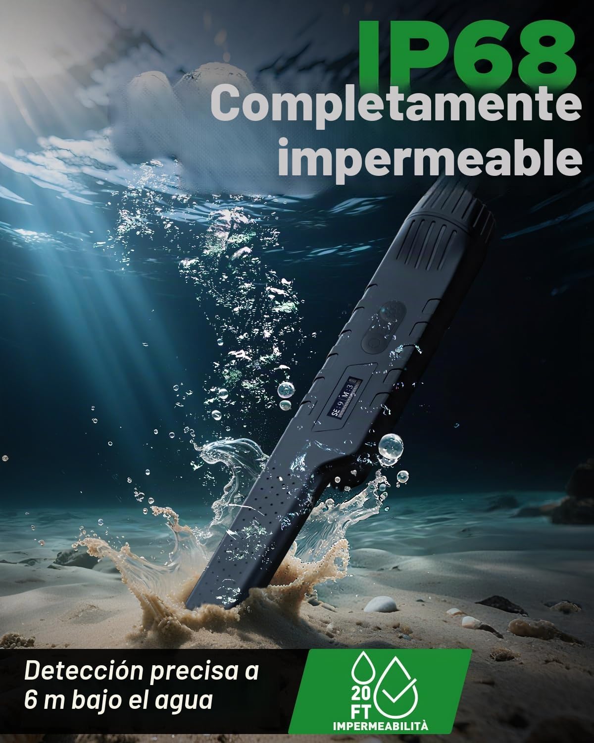 Hazlewolke Pinpointer Detector de Metales - Recargable - Completamente Impermeable, con un Solo Clic para Eliminar Interferencias, Accesorios de Localizador de Precisión para Adultos y Niños