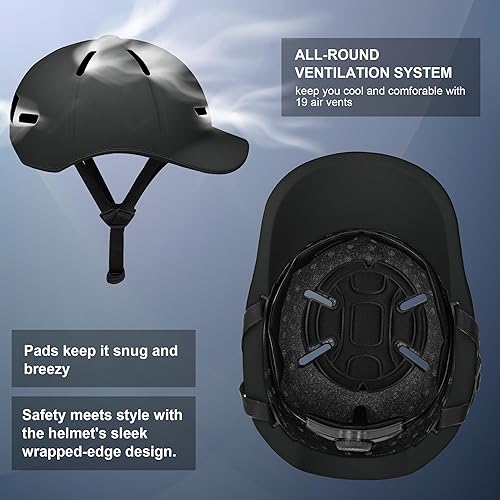 Miniatura 4 de Casco de bicicleta para adultos, hombresmujeres, luz trasera recargable por USB, certificado CPSCASTM, 2 forros extraíbles, ajustable, ligera,