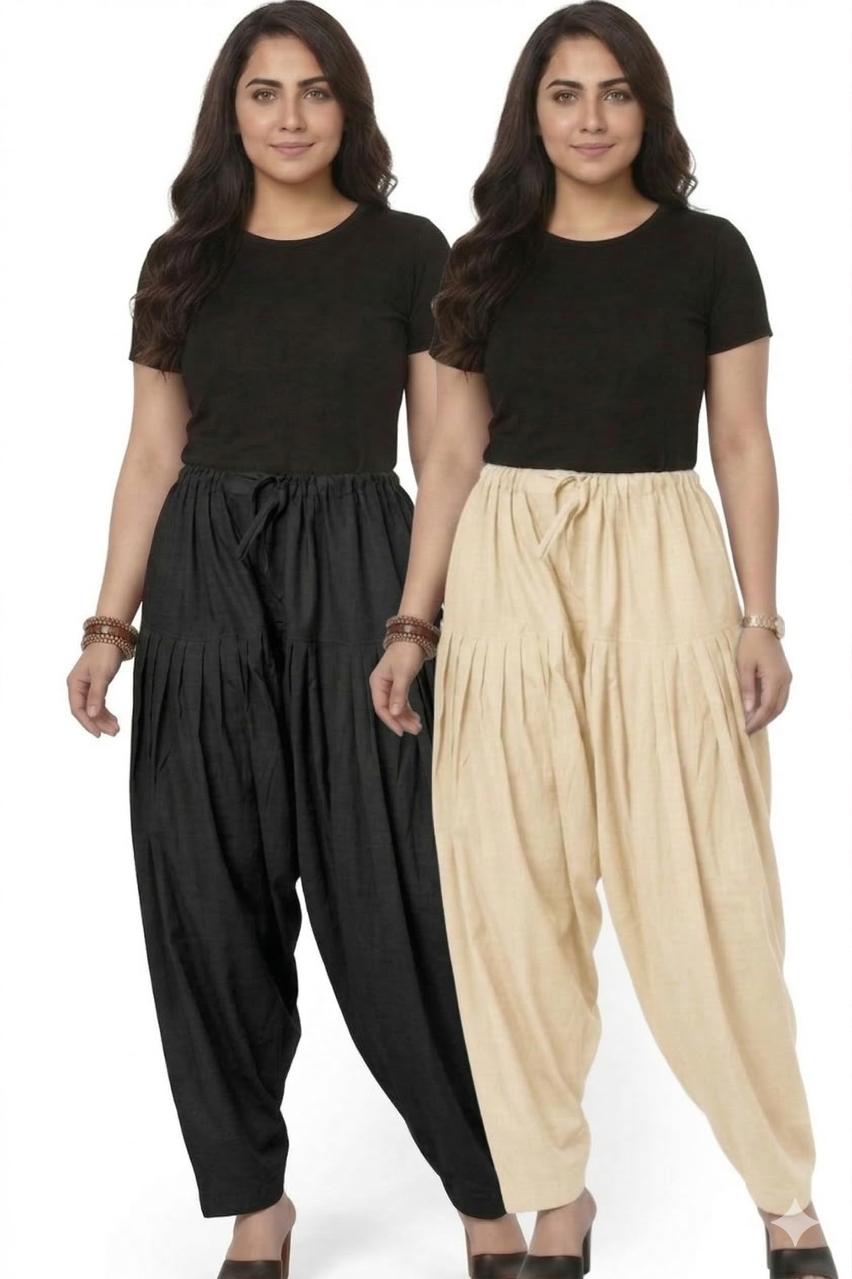 white tulips Woman's Plain Cotton Patiala Salwar Combo of 2 (Free Size) - Patiala Pants for Women | Patiyala Combo | Free Size | Pack of 2 | Cotton Patiyala-picture-35
