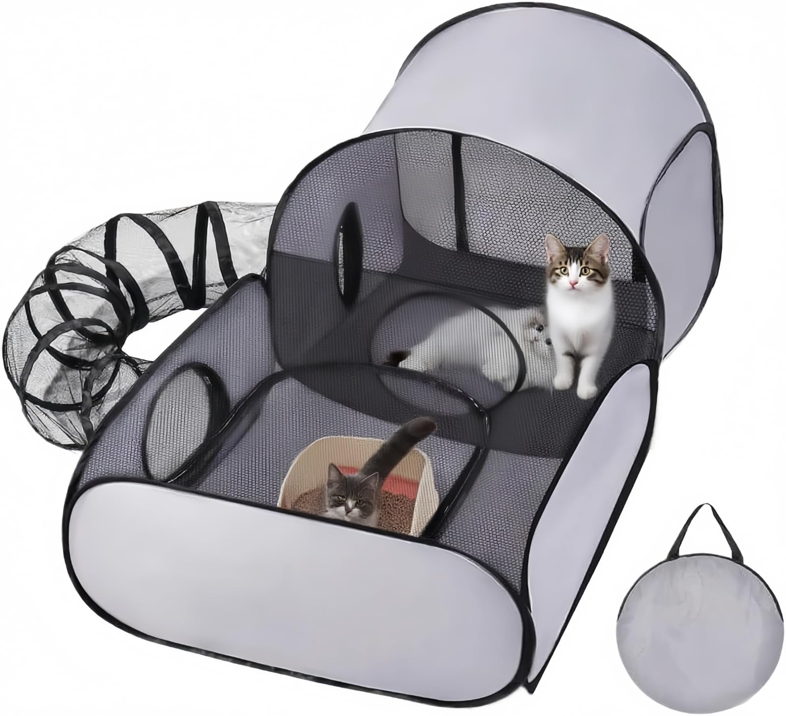 Genérico Parque para Gatos | Caseta Tienda y Corralito para Mascotas - Casa Plegable con Juguetes Interactivos Y Área De Ejercicio para Gatitos, Cachorros Y Mascotas Pequeñas En Viaje Y Exterior