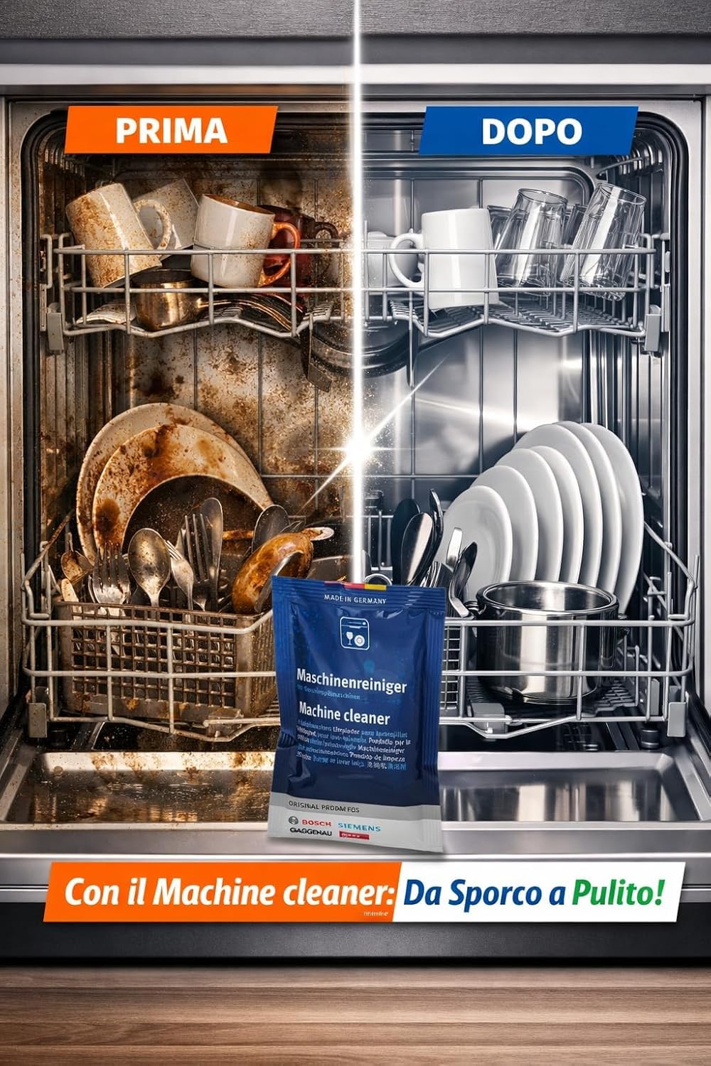 3 x 45 g (Multi Pack 4) nettoyant dégraissant dans un sac pour lave-vaisselle 12 x 45 g. Compatible avec Bosch Siemens Neff Gaggenau NEW