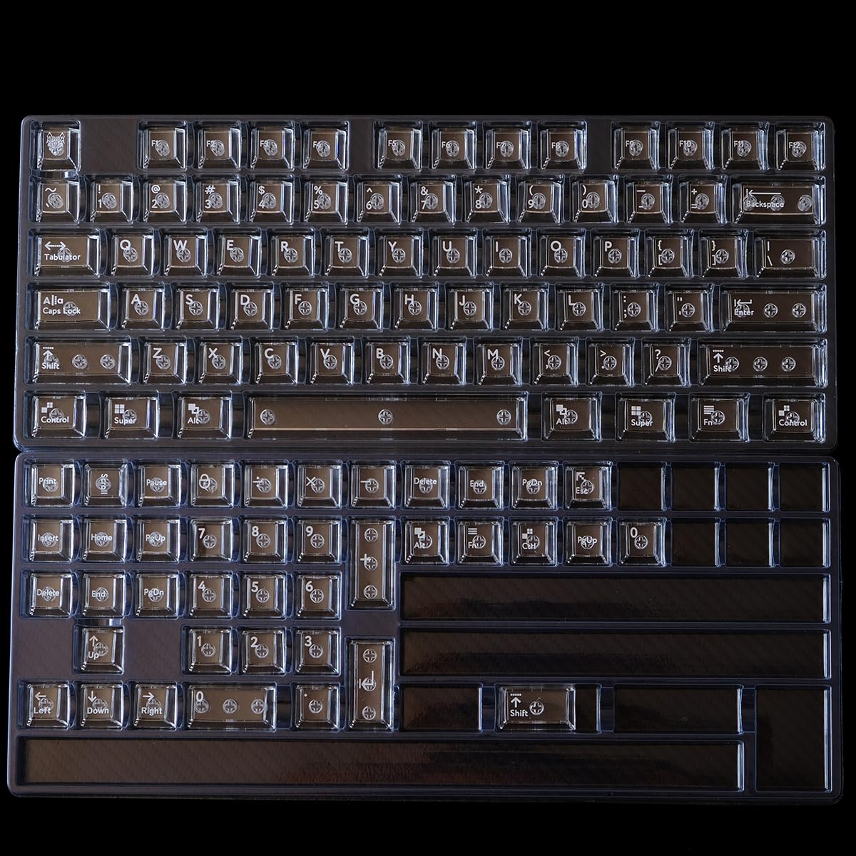 Juego de 114 Teclas Transparentes de policarbonato, Perfil Cherry, Color Blanco, compatibles con teclados mecánicos de Formato 60%, 65%, 75% y 95% con switches Cherry MX