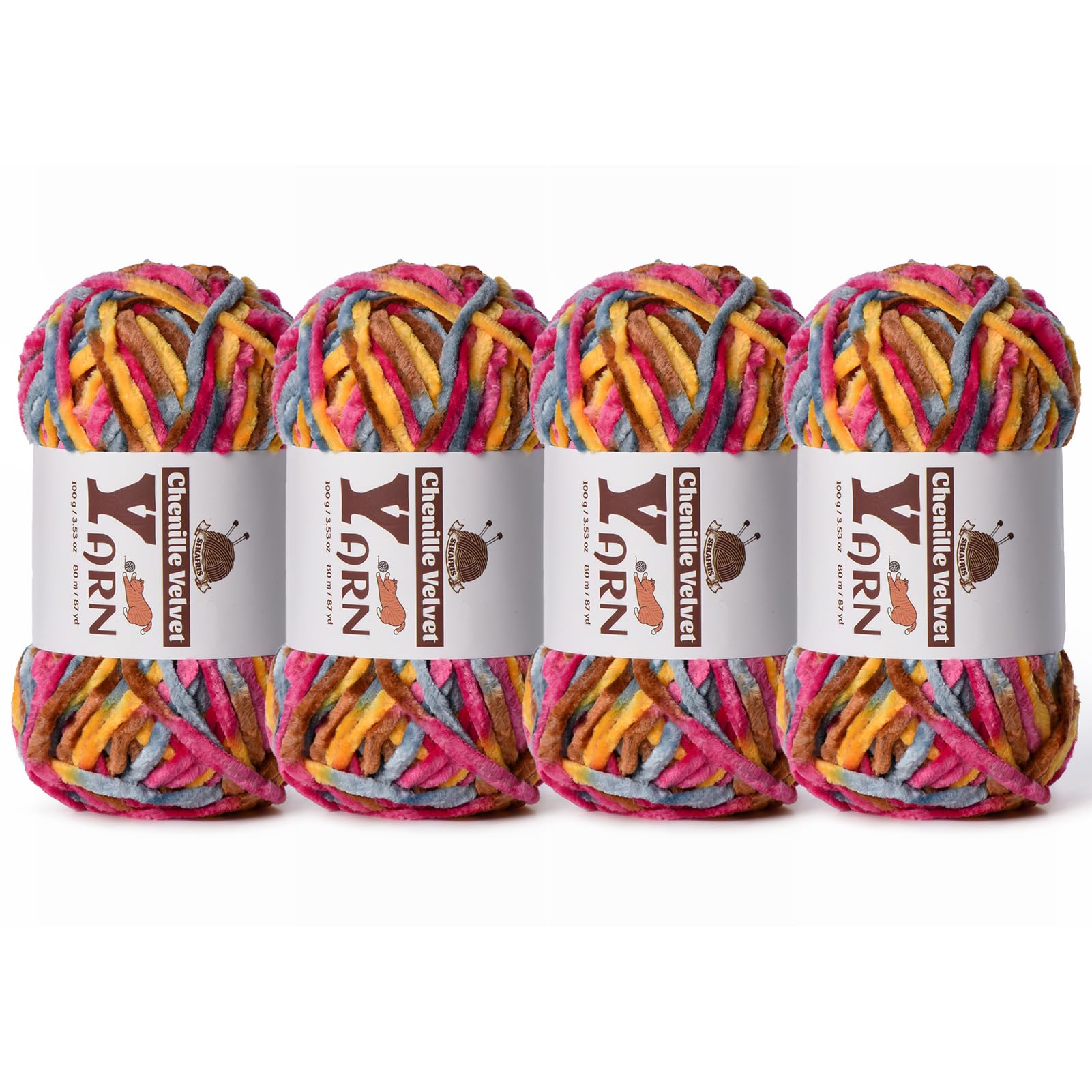 Chenille Crochet Sunrise Yarn 4 Pack