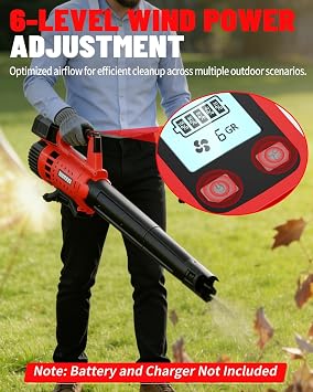 Cordless Leaf Blower for Milwaukee 18V Battery, 480 CFM / 130 MPH Brushless Dust Blower, 6-Speed Control with Digital Display, Handheld Electric Blower for Rain Snow Removal, Lawn, Yard (No Battery)