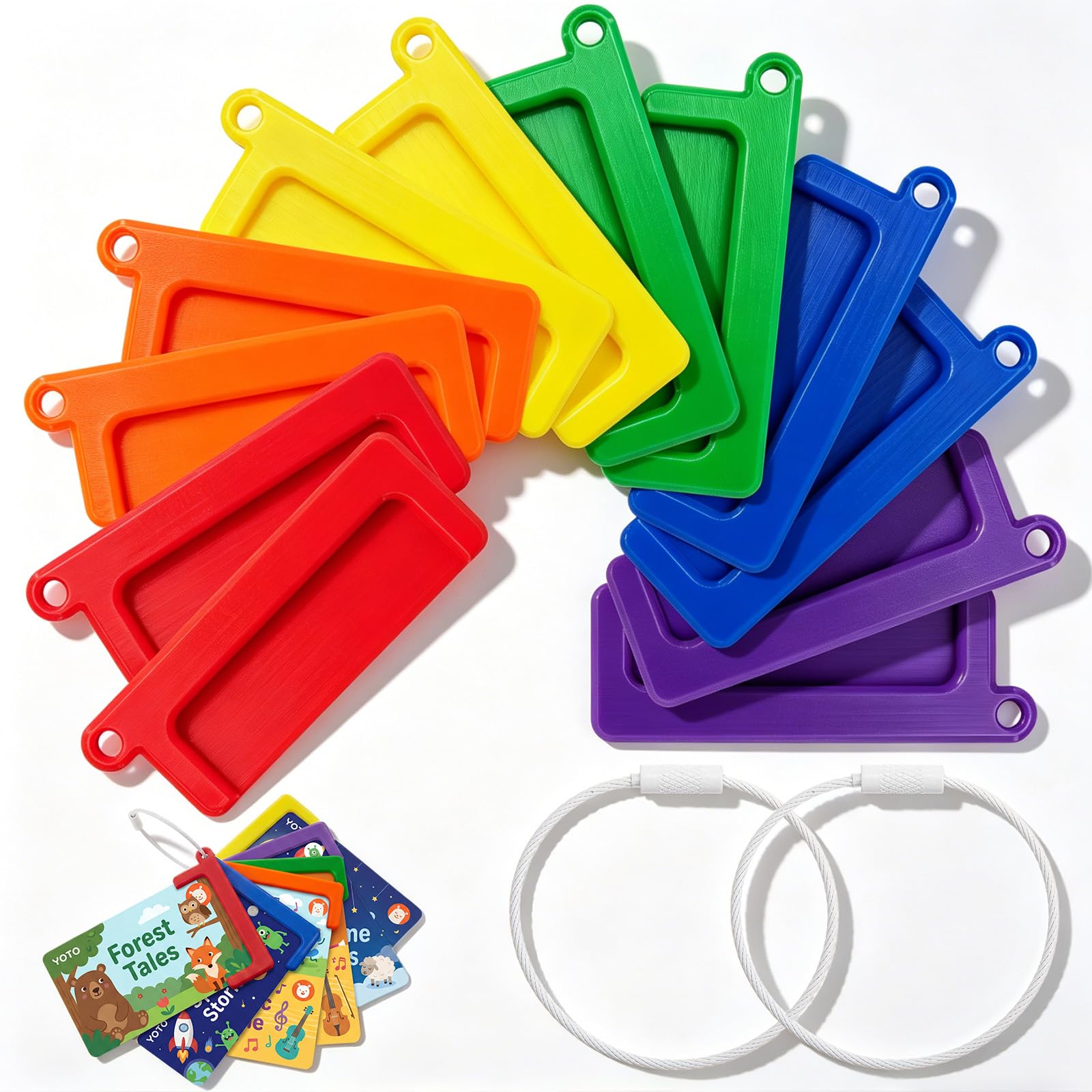Photo 1 of ForraFun 24 Pcs Card Holder with Ring Loop Reusable Plastic Card Holder Compatible with Yoto Mini Player Accessories Portable Audio Story Storage Organizer MYO Audiobook Collection (Rainbow)
