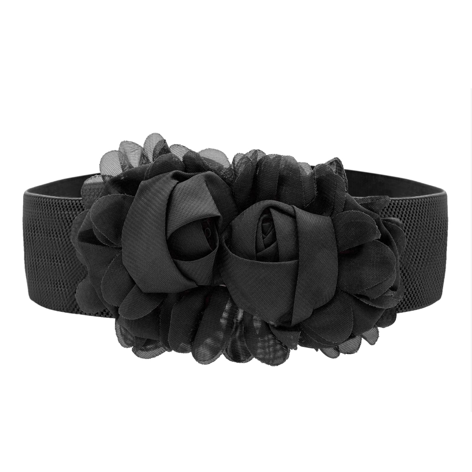 TeeYee Damen Elastisch Taillengürtel Große Blumen Decor Boho