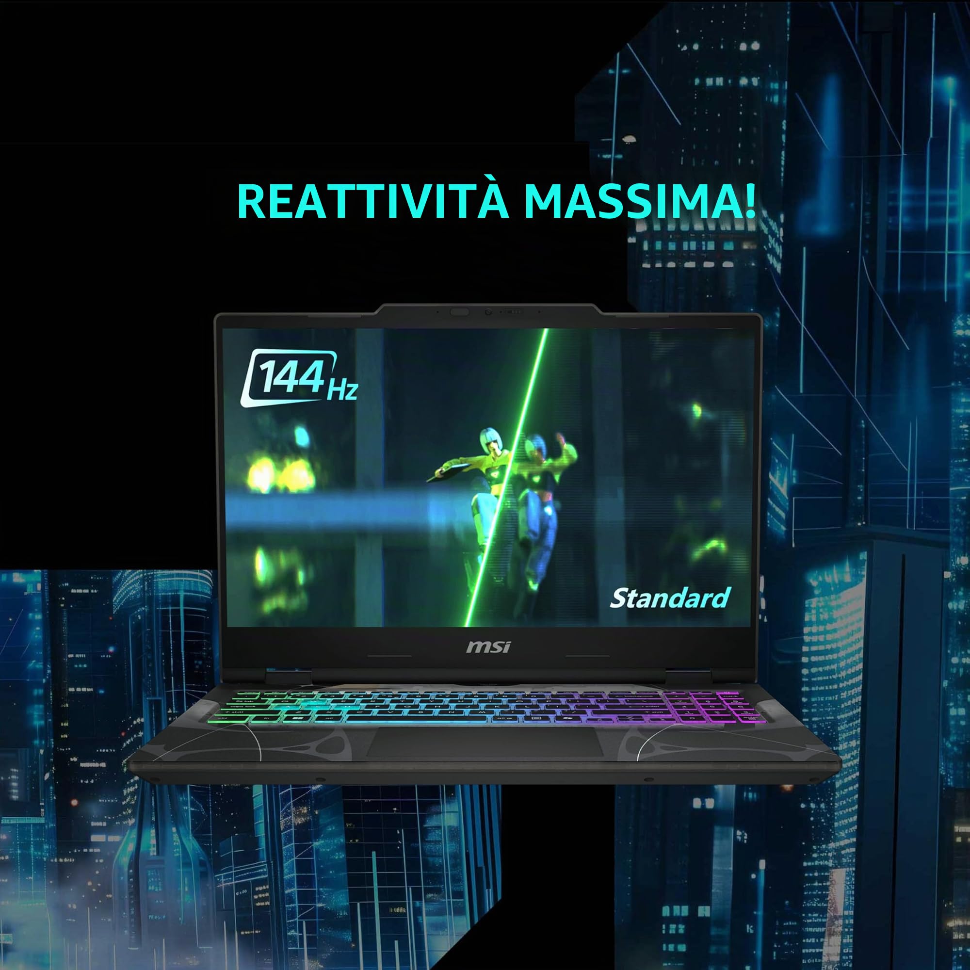 MSI Cyborg 15 PC portatile da gaming 15,6" FHD 144Hz - NVIDIA GeForce RTX 5050 8GB - Intel Core 5-210H - 16GB DDR5 RAM - 512GB SSD - Windows 11 Famiglia - Ultra Sottile Laptop Gamer