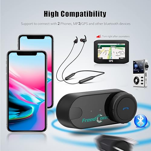 Miniatura 6 de FreedConn Auriculares Bluetooth para motocicleta TCOM VB - Altavoces para casco de motocicleta, 3 riders Paring 800M 2 Riders Talking Helmet
