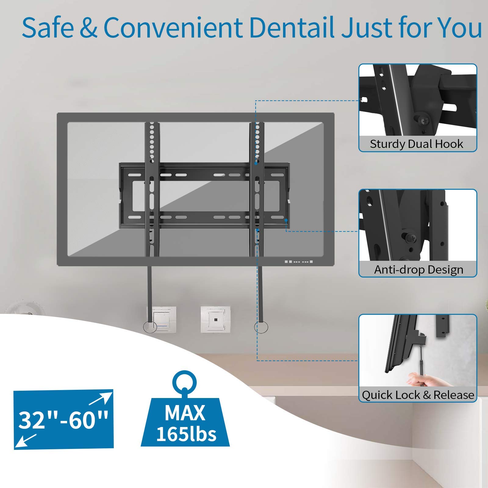 Fozimoa tv Wall mounts Bracket for Most 3265 Inch tvs, Wall Mount for