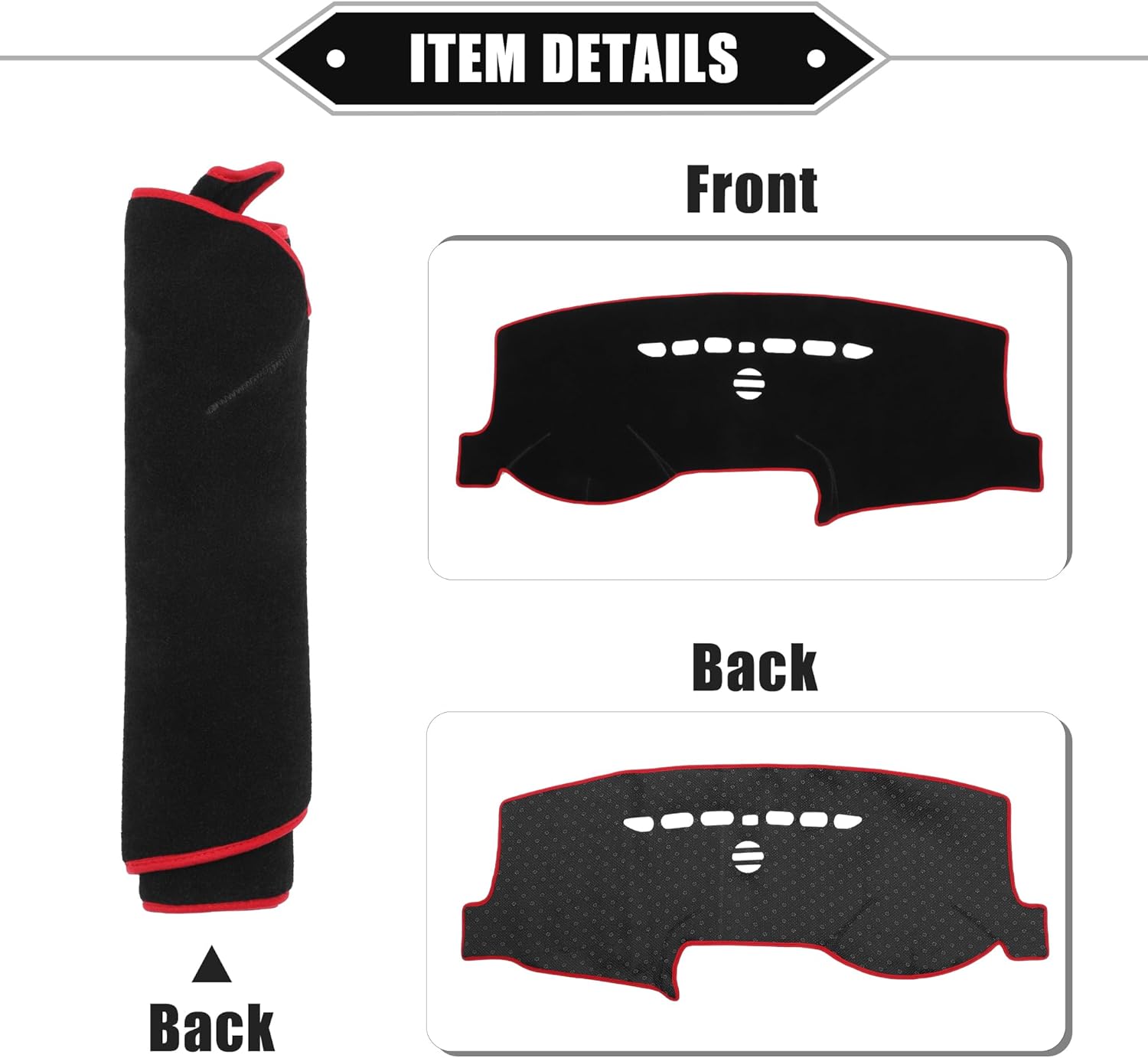 Car Dashboard Cover Mat Compatible for Ford Fusion 2013-2021, Protective Polyester Red Center Console Interior Trim Dash Board Mat
