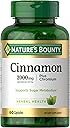 Nature's Bounty Cinnamon 2000mg Plus Chromium, Sugar Metabolism Support Supplement, 60 Capsules