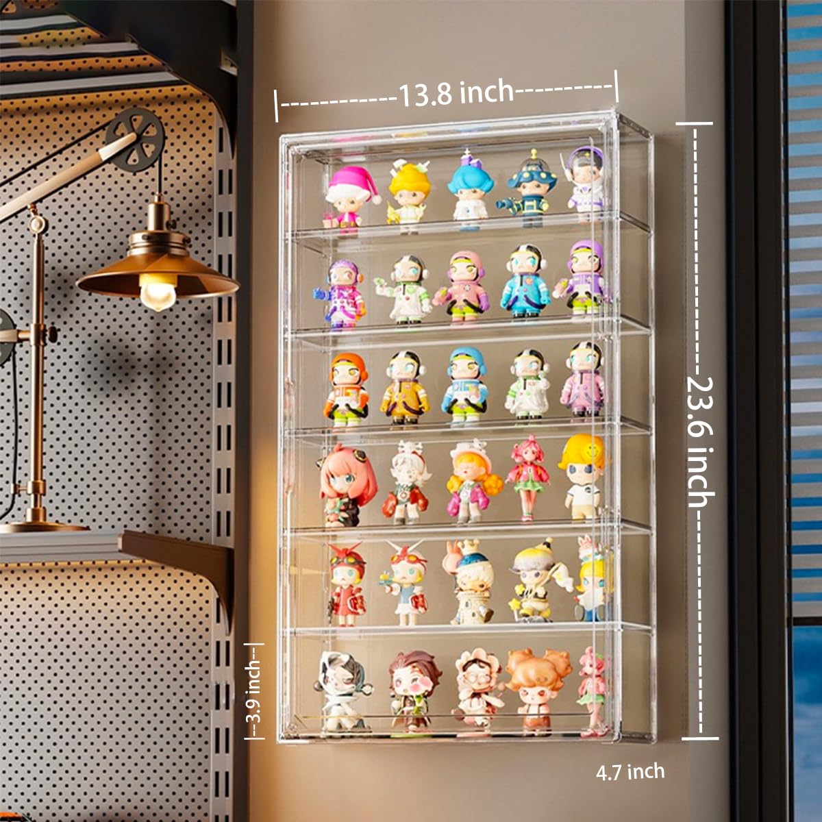 Photo 1 of BOHOIDEE 6 Tiers Extra Large Clear Display Case for Figures, Acrylic Storage Organizers Box with Magnetic Door, Wall-Mounted Dustproof Showcase for Collectibles Action Figure