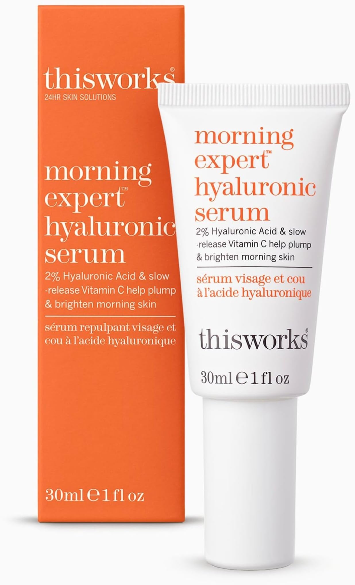 Morning Expert Hyaluronic Serum, 30 ml - Youth-Boosting Hyaluronic Acid Serum with Vitamin C and Persian Silk Tree Extract - Hydrating Serum with 2 Percent Hyaluronic Acid to Brighten Skin