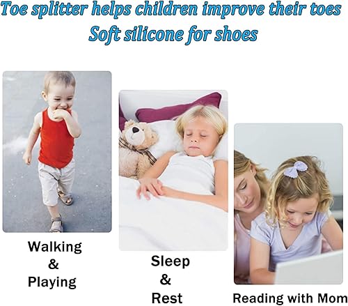 Miniatura 5 de 3 pares de separadores de dedos de gel para niños (3 a 6 años), corrector de juanetes de silicona para niños, enderezador de pies, espaciadores de