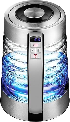 Hervidor eléctrico, caldera de agua caliente con control de temperatura de 1.8L, sin contacto de plástico con agua, apagado automático, mantiene el