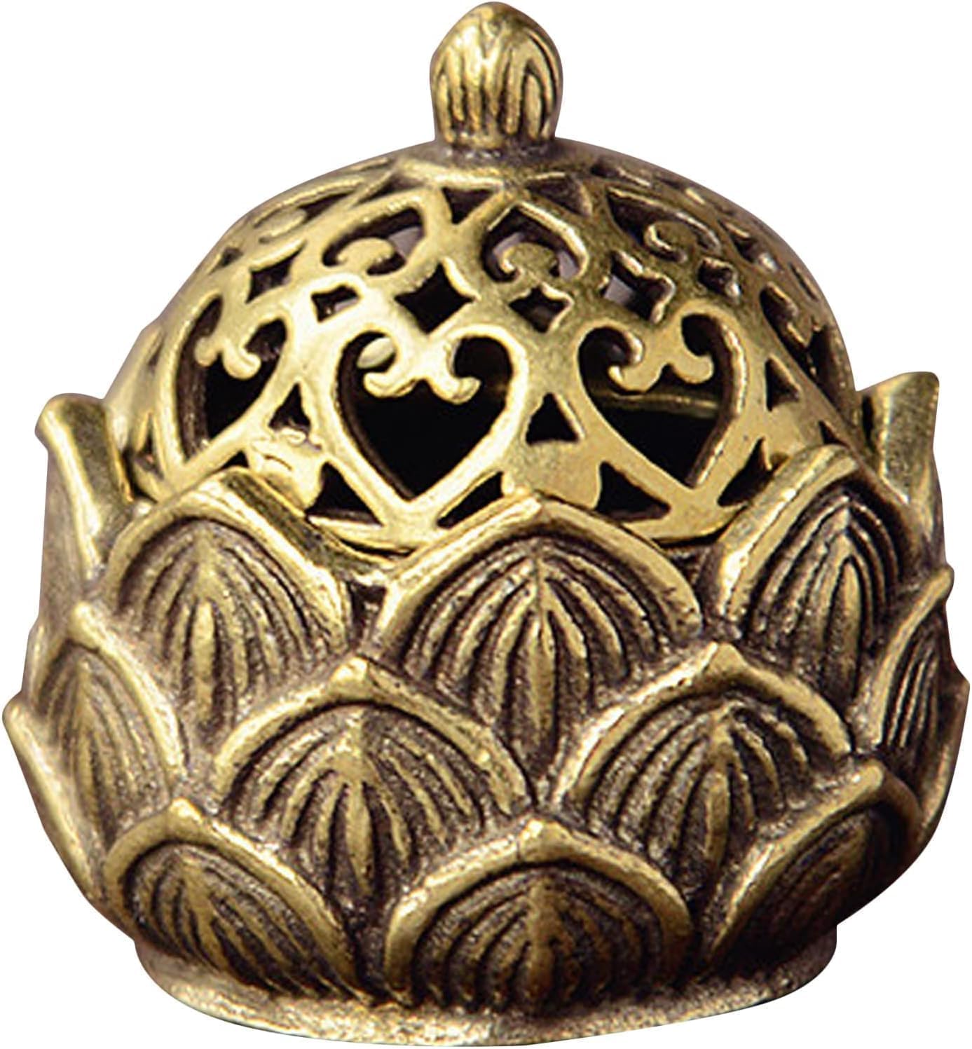 Elzhan Bronze Gold Lotus Incense Burner Vintage Flower Incense Holder Incense Cone Burner For Home Fragrance Decoration（2.9 * 3Cm）