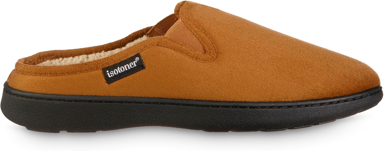 isotoner Men's Indoor/Outdoor Slip-on Microsuede Vincent Clog Slippers With Memory Foam Comfort