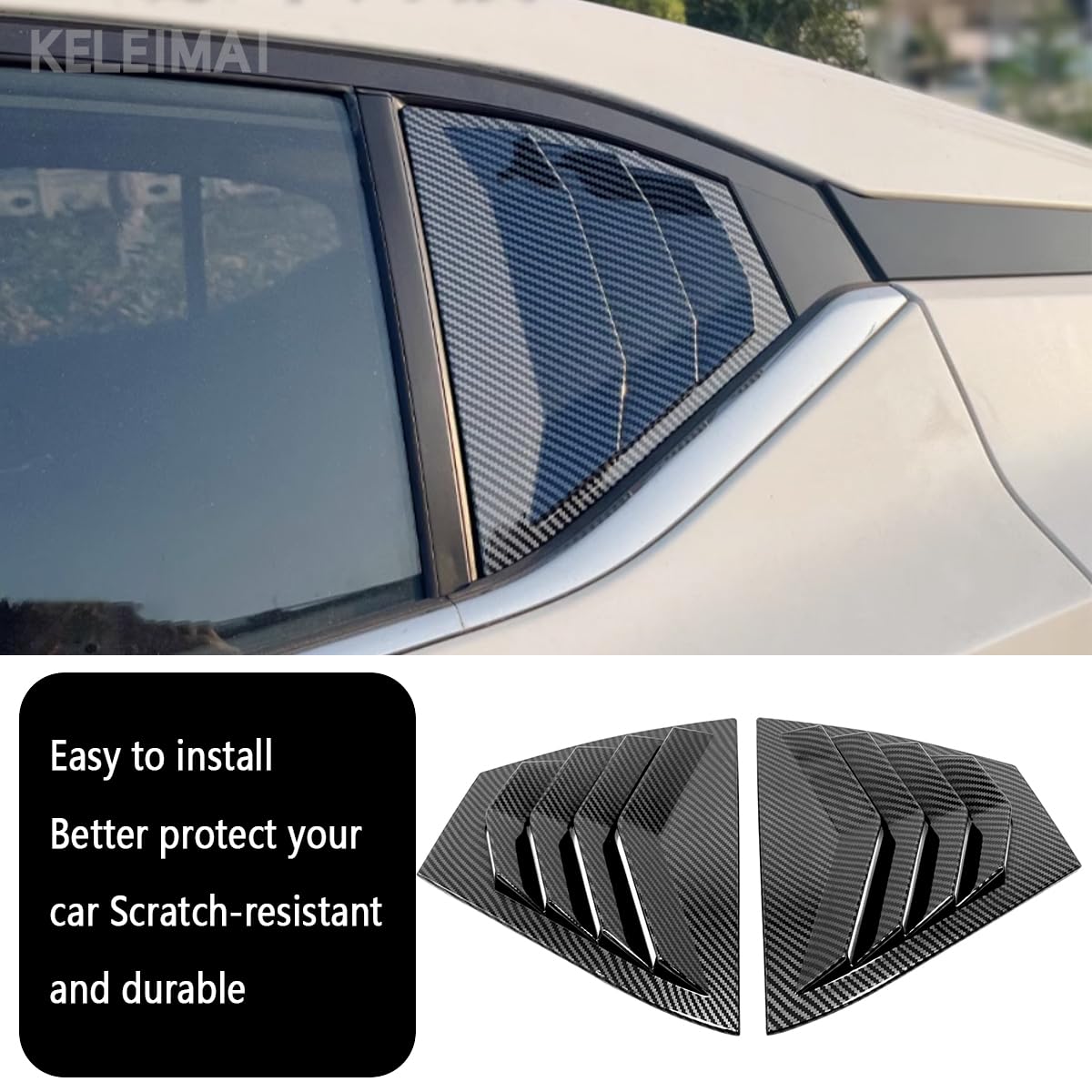 KELEIMAI Car Accessories Fit for Nissan Sentra 2020 2021 2022 2023 2024 2025 Rear Window Louvers Cover Trim (Carbon Fiber) 2PCS ABS