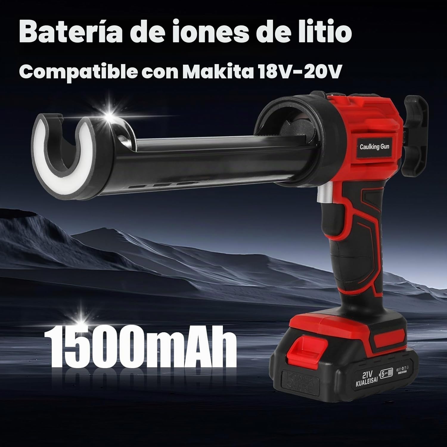 Pistola de silicona eléctrica para Makita 18V, pistola de cartucho eléctrico de 2000 mAh, pistola de silicona con LED, 4 velocidades, pistola de juntas eléctricas de 300 ml para sellar, sellado (2
