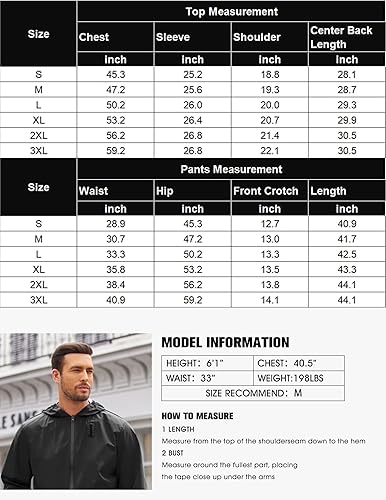 Miniatura 6 de COOFANDY Traje de lluvia para hombre, impermeable, ligero, transpirable, chaqueta de lluvia, pantalones de 2 piezas, traje de lluvia