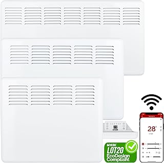 MYLEK Panel Space Heater 1.5KW Eco Smart WiFi App Radiator Electric Low Energy, 1KW, 1.5KW, 2KW Available - Wall Mounted or Floor Standing, Bathroom IP24 Rated for Homes, Offices (1500w)