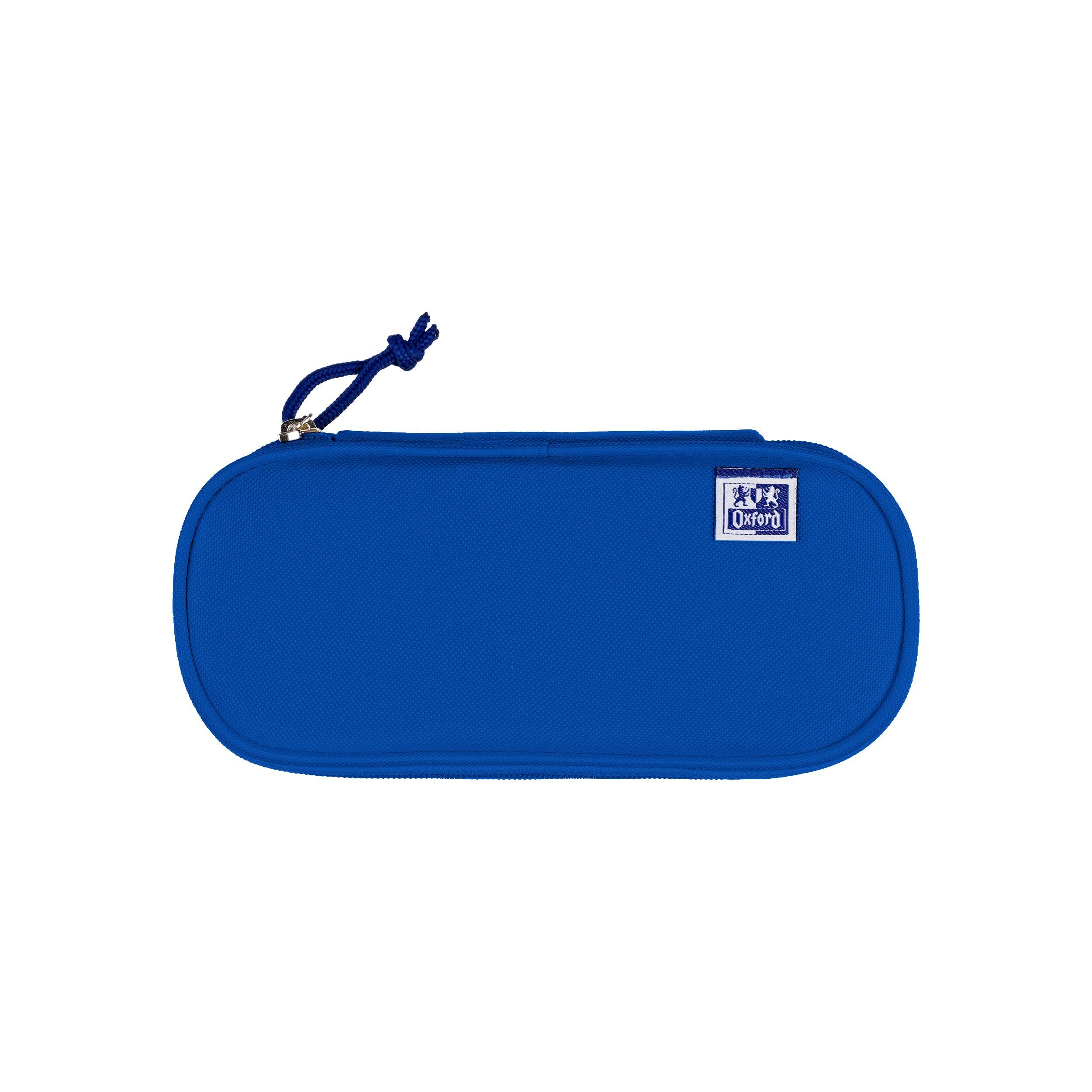 Oxford Girls Boys Oval Pencil Case with Pen Holder Durable Blue, 23x11x6cm - Image 2