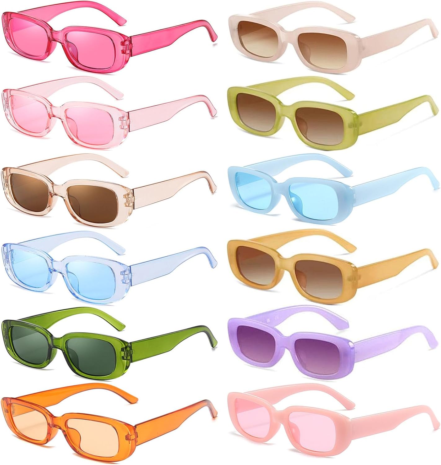 YQVIE Rectangle Sunglasses Bulk for Women Men Colorful Glasses for Bachelorette Party