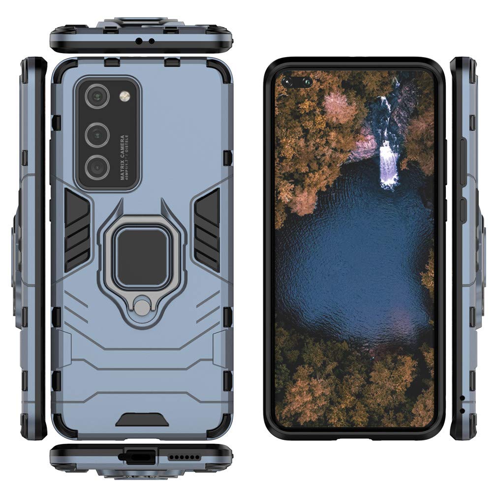 CHcase Huawei P40 Pro Funda, Anillo Metálico Sujeción Soporte Antichoque Rígido Caja (Funciona con el Montaje de Coche Magnético) Doble Capa Sólido Case Carcasa para Huawei P40 Pro -Black Plus Gray — view 5