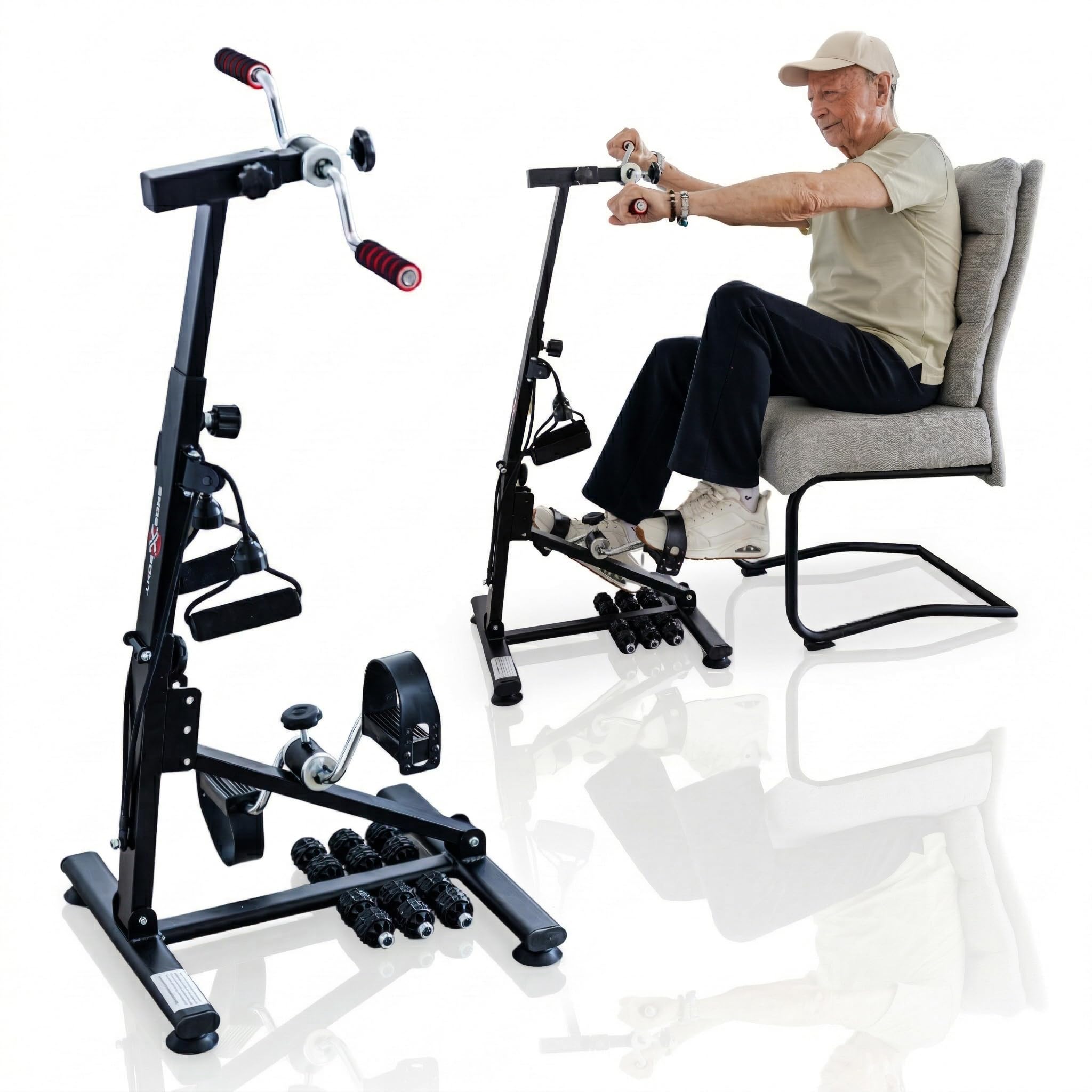 pedalier d Appartement Senior, Mini vélo Appartement 2 en 1 Bras et Jambes avec résistance et Hauteur réglables – pédalier Bureau pour Exercice Maison sans Impact