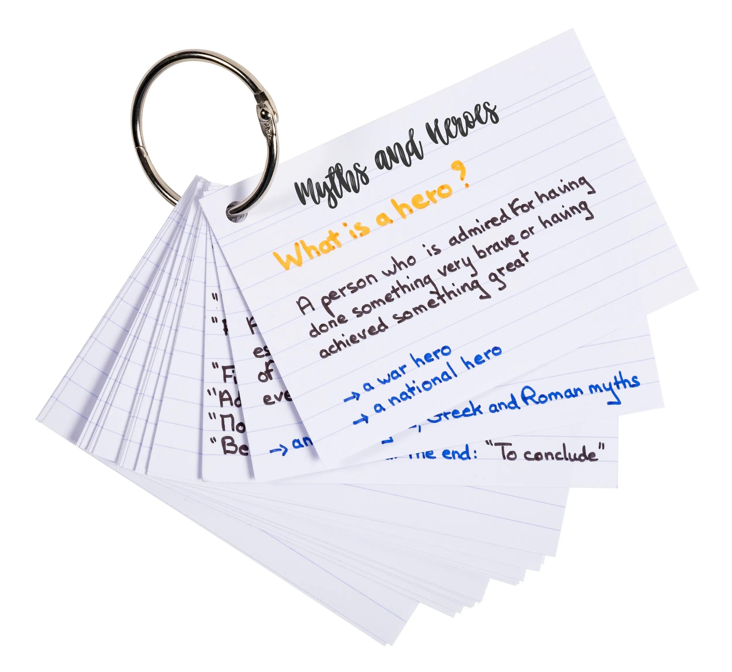 Exacompta - Ref. 10330E - Karton mit 19 Packungen à 50 Flashcards in Folie + Ring - liniert perforiert - Format A7 - zufällige Farbauswahl: weiß, rosa, blau, gelb, grün