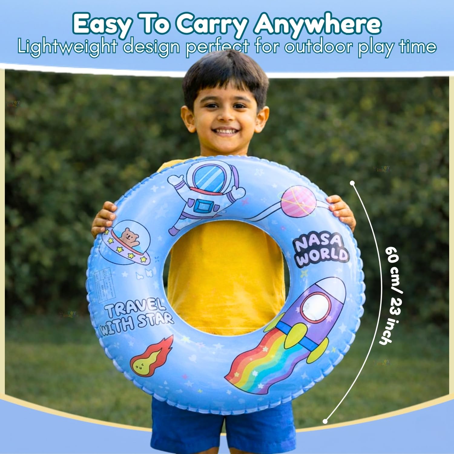 Toy Imagine 24 Inch Inflatable Swim Ring for Boys, Space Theme Design, Durable Pool Float for Kids, Fun Summer Water Accessory 2