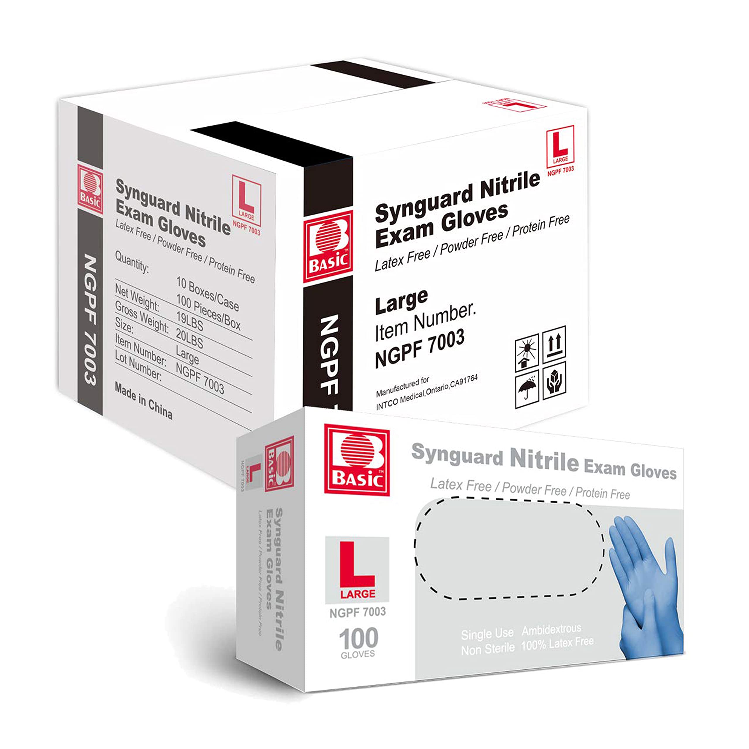 Rhino BASIC Blue Nitrile Exam Gloves - Latex-Free & Powder-Free - NGPF-7003 (Case of 800), Large