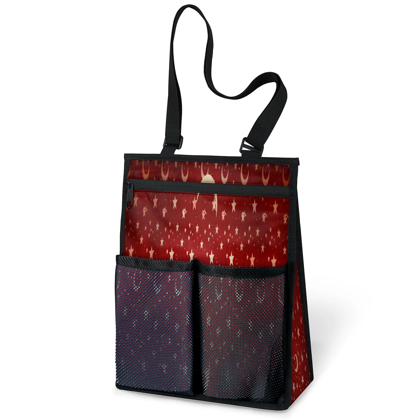 Ourtheme Star Moon Pattern Portable Shower Bag for Travel Gym Camp Beach Tote Shower Caddy Bags Hanging Toiletry