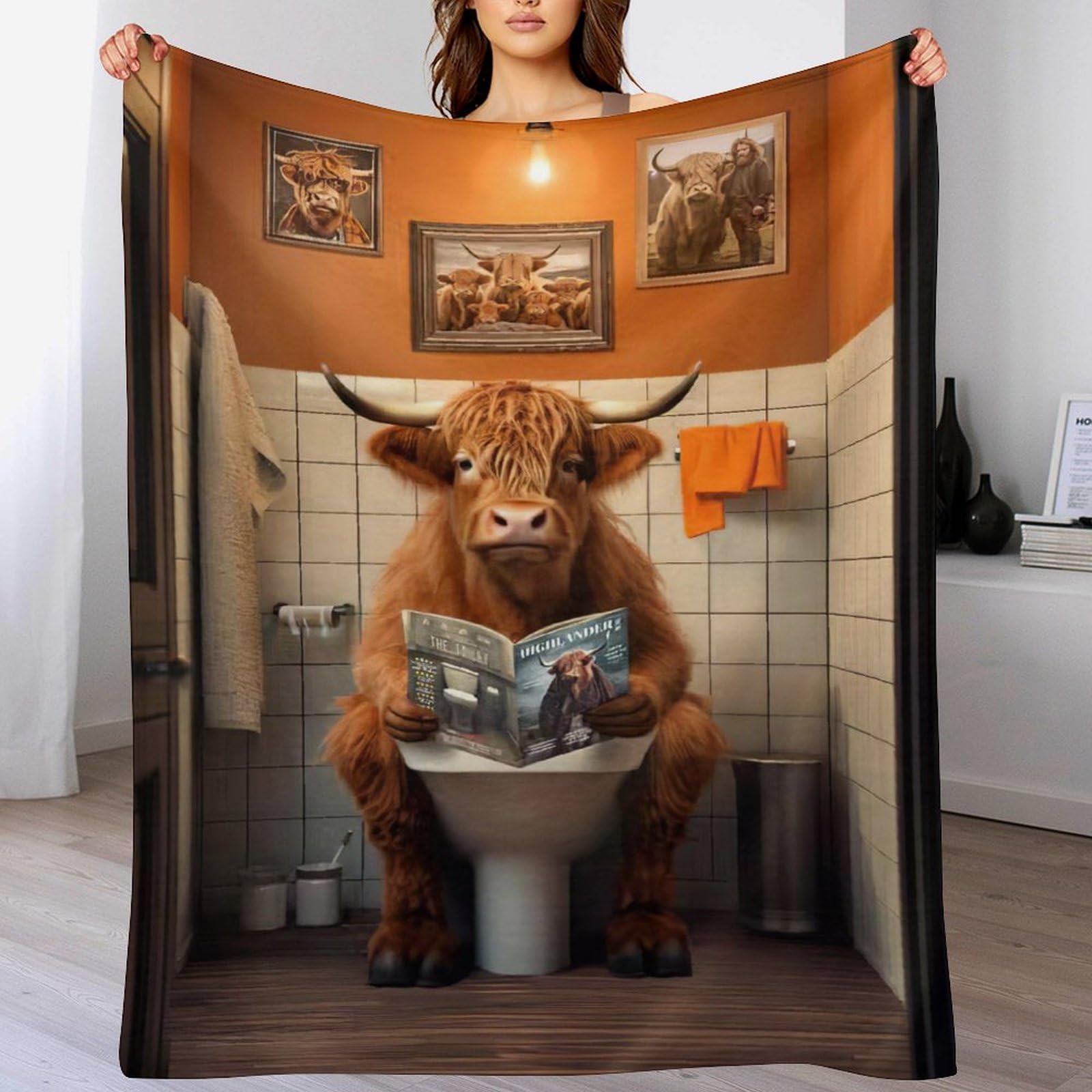 Couverture vache en flannel 140x180cm pour canapé et lit enfant