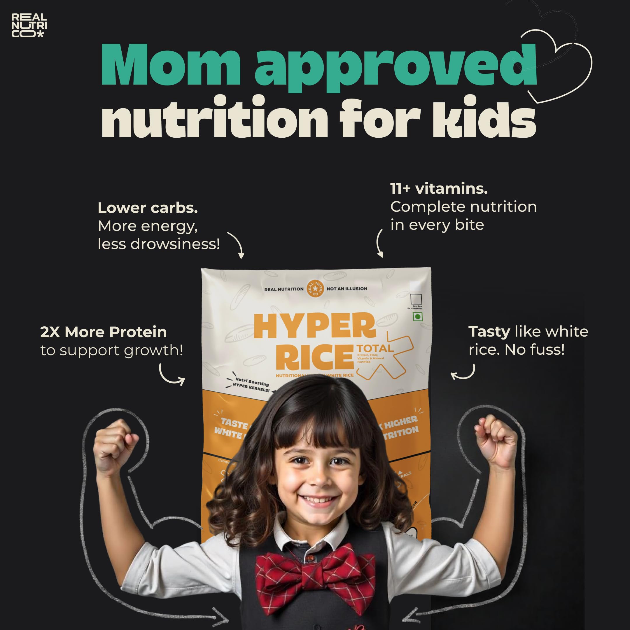 RealNutriCo Hyper Rice, 2X High Protein Rice 950gm | Low GI Sugar Control | Premium Diabetic Lower Carbs White Rice | Manage Weight & Blood Sugar Level | Non GMO | Nutrition Boost for Whole Family - Image 6 thumbnail